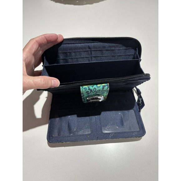 Vera Bradley Wallet Blue Green Quilted Accordion Zip Around Clutch - Picture 3 of 6